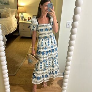 Shell Blue and White Maxi Dress